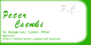 peter csenki business card